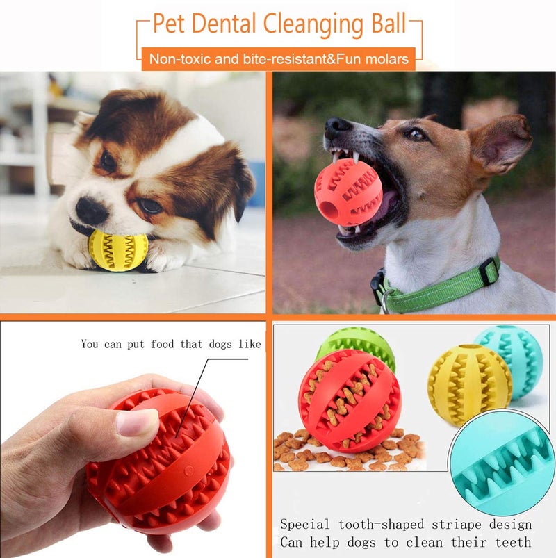 Sunglow 2 Pack Dog Toy Ballï¼ŒNontoxic Bite Resistant Teething Toys Balls for Small/Medium/Large Dog and Puppy Cat, Dog Pet Food Treat Feeder Chew Tooth Cleaning Ball Exercise Game IQ Training Ball - Image 4